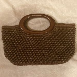 LOFT Woven Wooden Bead Bag with Wooden Handles